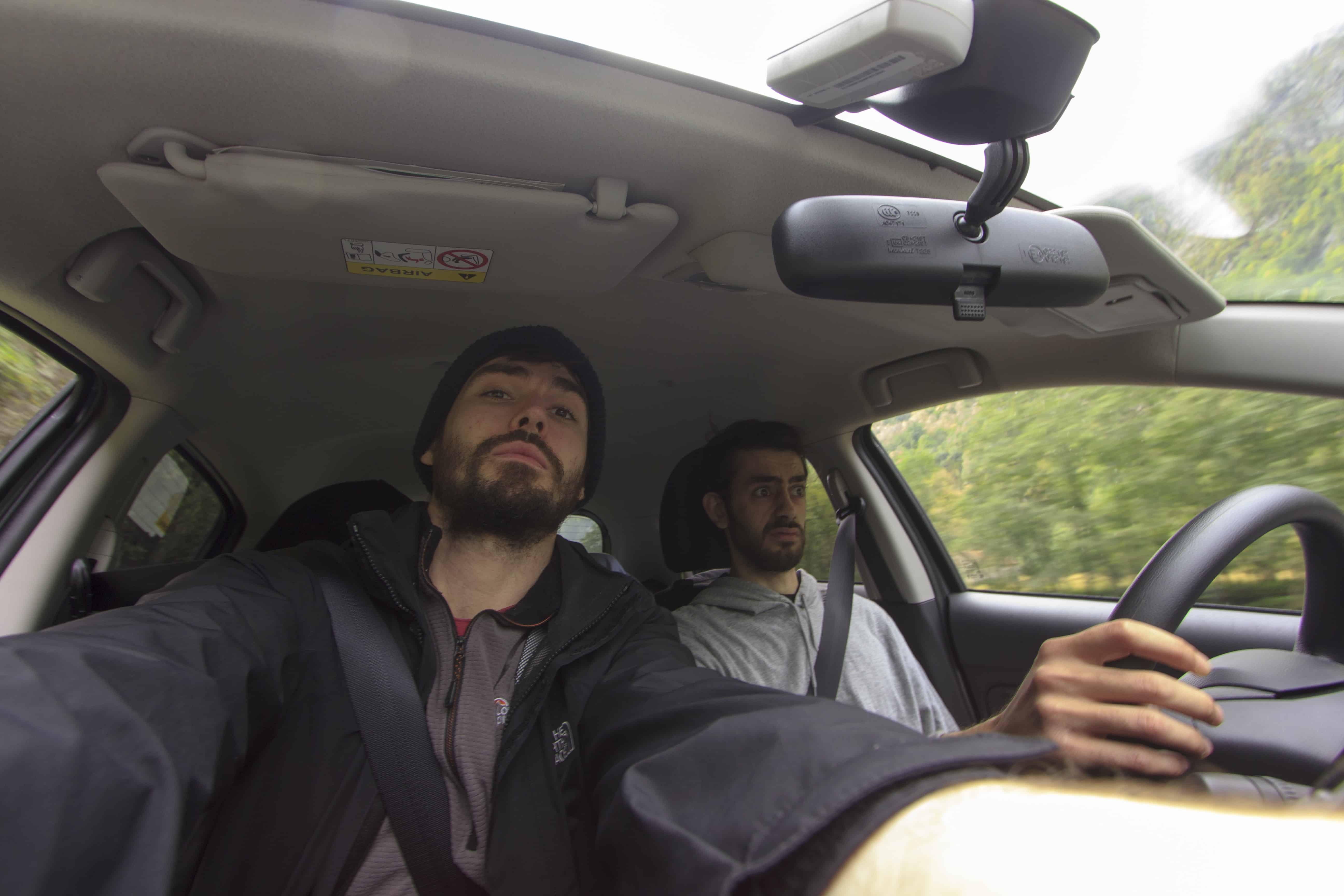 In the car